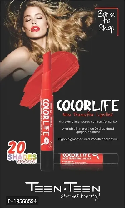 TEEN.TEEN COLOR LIFE NON TRANSFER LIP CORAL RED, m-07, Matte-thumb2