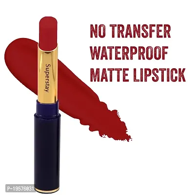 CVB LM-206 SuperStay No Transfer Matte Lipstick, Waterproof and Full-Pigmented, Transfer-Proof Smudge-Proof Lip Colour (728 BLOOD RED, 3.5g)-thumb4