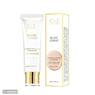 CVB C56 Ultimate Whitening Foundation Multi-Protection SPF 30+/PA++ Sun Protection Anti-Pollution Full Coverage Fluid Foundation (Shade 02, 50g)