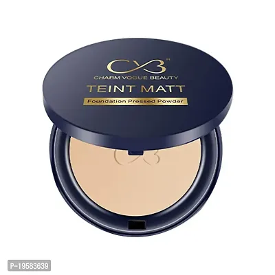 CVB C02 2 in 1 Teint Matt Foundation Pressed Compact Powder for Buildable Full Coverage  Matte Finish (01 White Ivory, 10g)