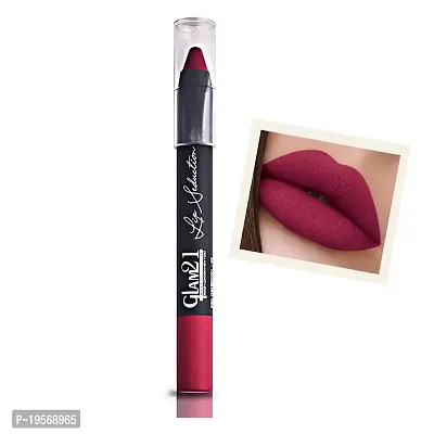 Glam 21 Lip Crayon Matte Waterproof Lipstick, Matte Finish, 11.5 gm with Sharpener - Pink Charm 06