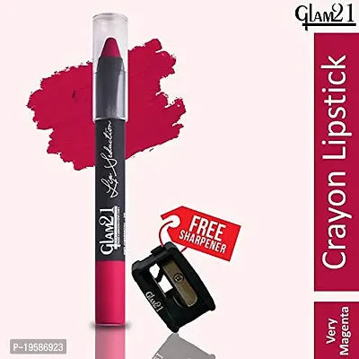 Glam21 Lip Seduction Non- Transfer Crayon Lipstick| Lightweight  Longlasting|Creamy Matte Formula - 2.8gm|Very Magenta|08-thumb2