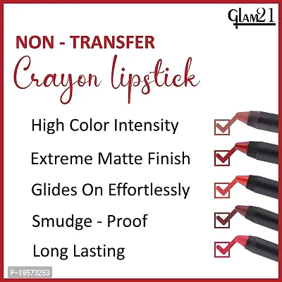 Glam21 Lip Seduction Non- Transfer Crayon Lipstick| Lightweight  Longlasting|Creamy Matte Formula - 2.8gm|Mystique Brown|10-thumb3