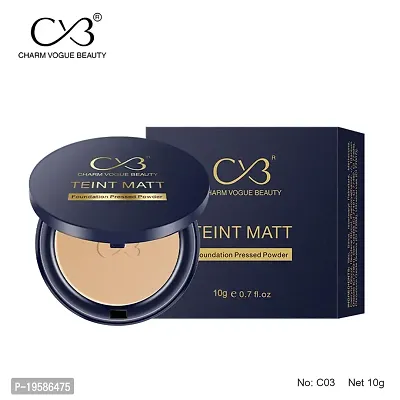 CVB C02 2 in 1 Teint Matt Foundation Pressed Compact Powder for Buildable Full Coverage  Matte Finish (03 Natural Beige, 10g)-thumb4