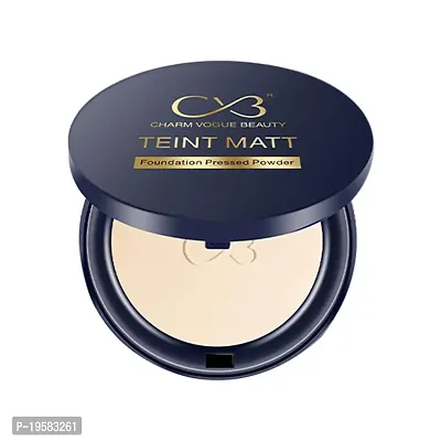 CVB C02 2 in 1 Teint Matt Foundation Pressed Compact Powder for Buildable Full Coverage  Matte Finish (02 Soft Ivory, 10g)