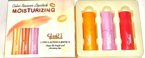 Glam 21 Moisturizing Color Reviver Lipstick, Metallic Finish, Set of 3 - Multicolor-thumb3