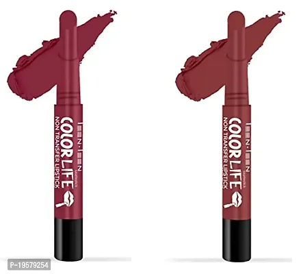 TEEN.TEEN Colorlife Non Transfer Water Proof Matte Lipstick Combo (Forever Trend, Pink Violet)