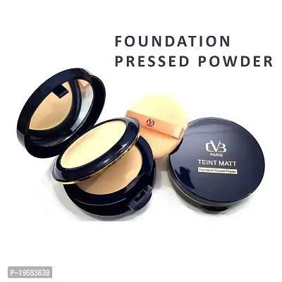 CVB C02 2 in 1 Teint Matt Foundation Pressed Compact Powder for Buildable Full Coverage  Matte Finish (01 White Ivory, 10g)-thumb5