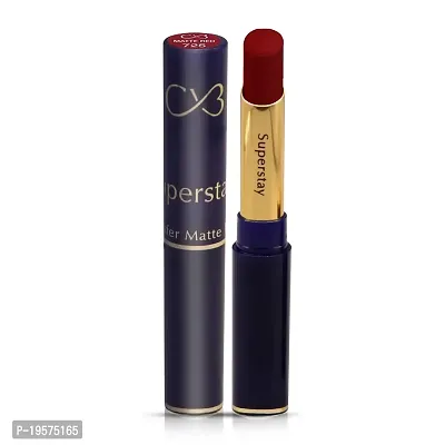 CVB LM-206 SuperStay No Transfer Matte Lipstick, Waterproof and Full-Pigmented, Transfer-Proof Smudge-Proof Lip Colour (725 MATTE RED, 3.5g)-thumb0