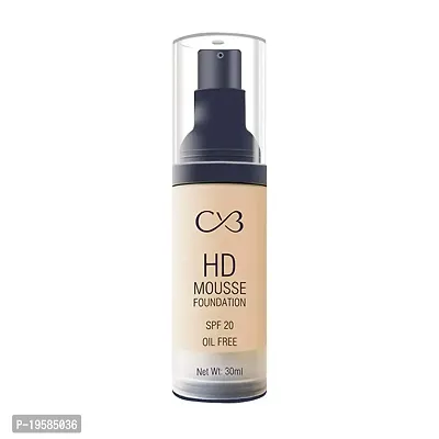 CVB F-706 HD Mousse Foundation SPF 20 Oil-Free, Flawless Blending Long-Lasting Feather Matte Natural -Light Stay Liquid Face Makeup (02 Soft Ivory, 30ml)