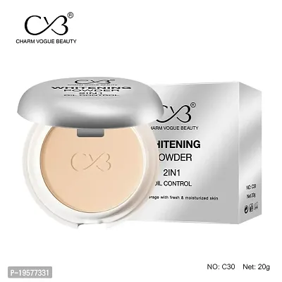 CVB C30 Compact Whitening Powder 2 in 1 Setting Talc, Control Oil, Helps Makeup Last Longer Cover Dark Spots  Blemishes of Face for Even Skin Tone Look (03, Natural Beige, 20g)-thumb5