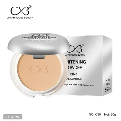 CVB C30 Compact Whitening Powder 2 in 1 Setting Talc, Control Oil, Helps Makeup Last Longer Cover Dark Spots  Blemishes of Face for Even Skin Tone Look (04, Natural Nude, 20g)-thumb5