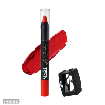 Glam21 Lip Seduction Non- Transfer Crayon Lipstick| Lightweight  Longlasting|Creamy Matte Formula - 2.8gm|Naughty Red|03