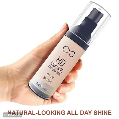 CVB F-706 HD Mousse Foundation SPF 20 Oil-Free, Flawless Blending Long-Lasting Feather-Light Stay Liquid Face Makeup (04 Natural Nude, 30ml)-thumb4