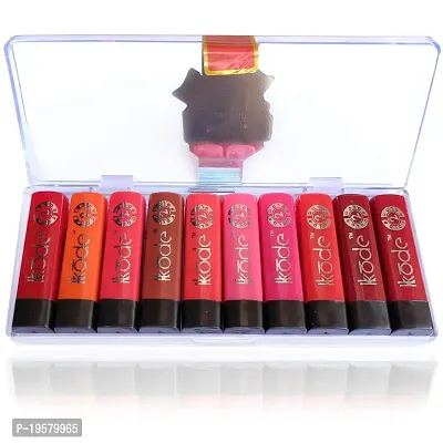 kkode Soft Mini Matte Smooth  Soft Intense Matte Finish Long Lasting  Travel Friendly Lipstick Combo (Set of 10 Pcs), 15g Red, Pink, Orange, Brown, Nude, Maroon, Peach, Hot Red, Magenta, Neon