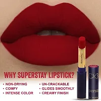 CVB LM-206 SuperStay No Transfer Matte Lipstick, Waterproof and Full-Pigmented, Transfer-Proof Smudge-Proof Lip Colour (726 GRAND RED, 3.5g)-thumb2