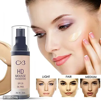 CVB F-706 HD Mousse Foundation SPF 20 Oil-Free, Flawless Blending Long-Lasting Feather-Light Stay Liquid Face Makeup (04 Natural Nude, 30ml)-thumb5