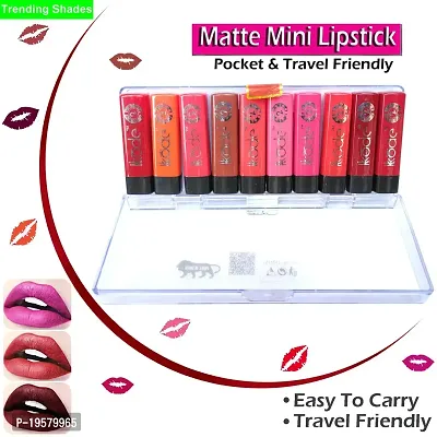 kkode Soft Mini Matte Smooth  Soft Intense Matte Finish Long Lasting  Travel Friendly Lipstick Combo (Set of 10 Pcs), 15g Red, Pink, Orange, Brown, Nude, Maroon, Peach, Hot Red, Magenta, Neon-thumb3