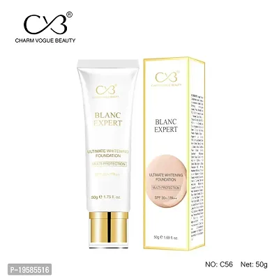 CVB C56 Ultimate Whitening Multi-Protection SPF 30+/PA++ Sun Protection Anti-Pollution Full Coverage Fluid Cream Foundation (Shade 04, 50g) Natural Finish-thumb4