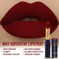 CVB LM-206 SuperStay No Transfer Matte Lipstick, Waterproof and Full-Pigmented, Transfer-Proof Smudge-Proof Lip Colour (725 MATTE RED, 3.5g)-thumb2