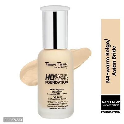 Teen.Teen HD Invisible Cover Foundation Skin Long - Wear Weightless SPF 15 PA ++ Oli Free Shine Control Makeup Foundation (Warm Beige)-thumb5