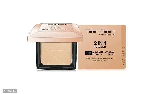 Teen.Teen Eternal Beauty 2 in 1 Powder Pro Airbrush Flawless Compact, SPF30 to Protect Skin from Sun, Absorbs Oil, Natural Matte Finish-thumb0