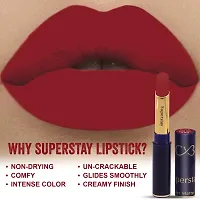 CVB LM-206 SuperStay No Transfer Matte Lipstick, Waterproof and Full-Pigmented, Transfer-Proof Smudge-Proof Lip Colour (729 PURE RED, 3.5g)-thumb4