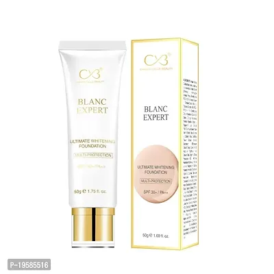 CVB C56 Ultimate Whitening Multi-Protection SPF 30+/PA++ Sun Protection Anti-Pollution Full Coverage Fluid Cream Foundation (Shade 04, 50g) Natural Finish-thumb0