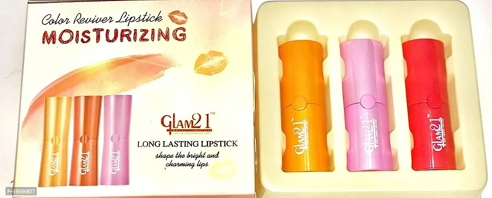 Glam 21 Moisturizing Color Reviver Lipstick, Metallic Finish, Set of 3 - Multicolor-thumb3