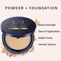 CVB C02 2 in 1 Teint Matt Foundation Pressed Compact Powder for Buildable Full Coverage  Matte Finish (03 Natural Beige, 10g)-thumb1
