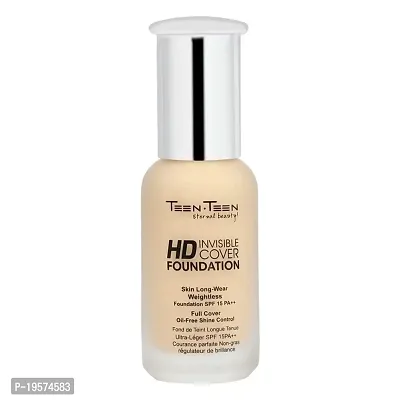 Teen.Teen HD Invisible Cover Foundation Skin Long - Wear Weightless SPF 15 PA ++ Oli Free Shine Control Makeup Foundation (Warm Beige)-thumb0