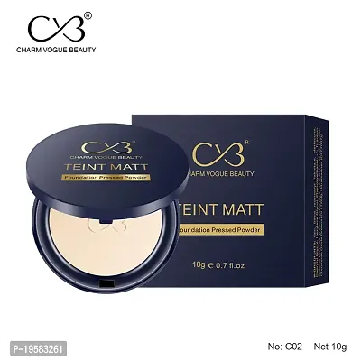 CVB C02 2 in 1 Teint Matt Foundation Pressed Compact Powder for Buildable Full Coverage  Matte Finish (02 Soft Ivory, 10g)-thumb5