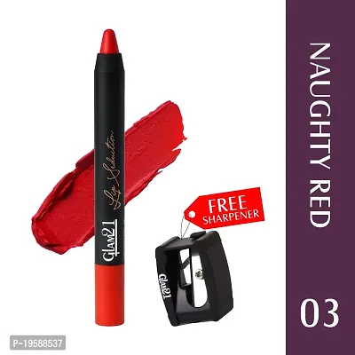 Glam21 Lip Seduction Non- Transfer Crayon Lipstick| Lightweight  Longlasting|Creamy Matte Formula - 2.8gm|Naughty Red|03-thumb2