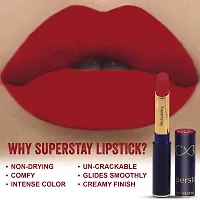 CVB LM-206 SuperStay No Transfer Matte Lipstick, Waterproof and Full-Pigmented, Transfer-Proof Smudge-Proof Lip Colour (728 BLOOD RED, 3.5g)-thumb4