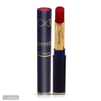 CVB LM-206 SuperStay No Transfer Matte Lipstick, Waterproof and Full-Pigmented, Transfer-Proof Smudge-Proof Lip Colour (726 GRAND RED, 3.5g)-thumb0