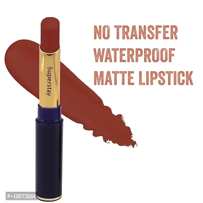 CVB LM-206 SuperStay No Transfer Matte Lipstick, Waterproof and Full-Pigmented, Transfer-Proof Smudge-Proof Lip Colour (721 BRICK)-thumb2