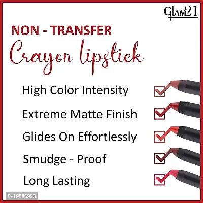 Glam21 Lip Seduction Non- Transfer Crayon Lipstick| Lightweight  Longlasting|Creamy Matte Formula - 2.8gm|Very Magenta|08-thumb4