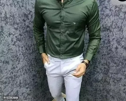Men Cotton Blend Solid Regular Fit Casual Shirt