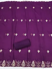 Designer Purple Faux Georgette Unstitched Dress Material Top With Bottom Wear And Dupatta Set for Women-thumb1