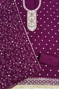 Designer Magenta Georgette Unstitched Dress Material Top With Bottom Wear And Dupatta Set for Women-thumb1