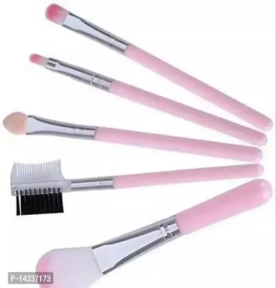 Fancy 5 Pcs Pink Eyeshadow Foundation Eyebrow Lip Makeup Brush Fine Beauty(Pack Of 5)-thumb0
