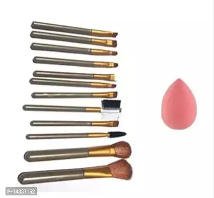 Fancy 12Pcs Professional Make-Up Brushes + 1 Blender Puff(Color May Vary)