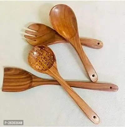 Royal Antique Wooden Cooking Utensils,Wooden Spoons For Cooking,Wooden Spoons For Nonstick Cookware (Pack Of 4)-thumb0