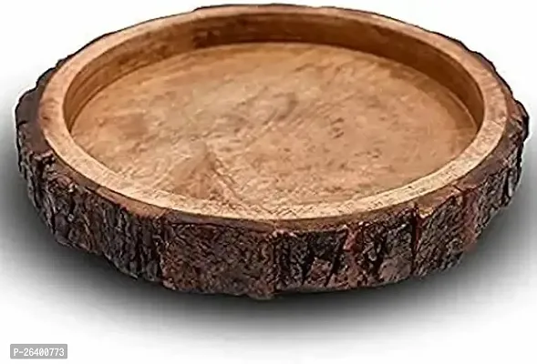 Wooden Serving Tray/Platter For Home And Kitchen Multi Purpose Use Tray Round Tray For Serving And Decoration-thumb0