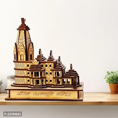Ram Mandir Ayodhya Model Authentic Design Ideal for Home Temple, Home Decor  Gifts 6 inch, Wooden Shri Ram Mandir Ayodhya 3D Model Wooden Temple-thumb0