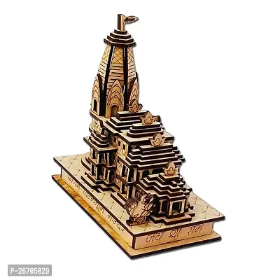 Ram Mandir, Shree Ram Mandir Ayodhya Model, 3D Wooden Ram Janmabhoomi Temple,Wooden Hand Carved Temple Multi use car Deshboard Ideal for Home Decor, Temple and Best Gift (Medium Size)-thumb0