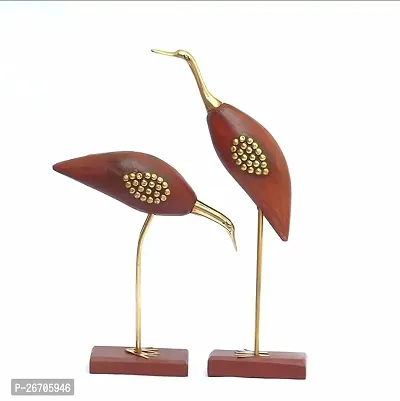 Royal Antique Wooden Saras Set | Antique Decorative Saras Swan Crane Love Birds | Wooden Birds | Best for Home Decor | Wooden Birds Showpiece-thumb0