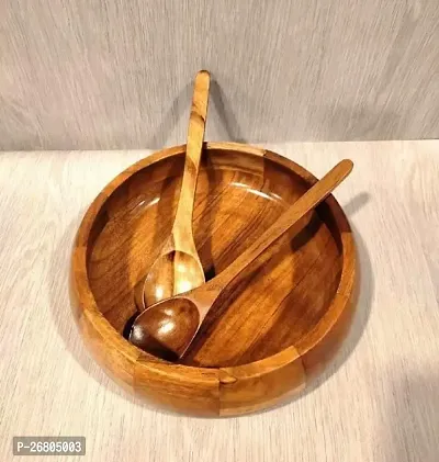 Royal Antique Wooden Multipurpose Bowl with Spoons, Modren Kitchenware Serving Bowl, Spoon Set 2