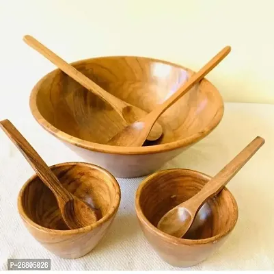 Royal Antique Wooden Super Glossy 3 Serving Bowl with 3 Wooden Spoons - Decorative Cute Bowl - Food-Safe Bowl - Natural Wood Snack Bowl/Sheesham Wooden Set of 3 Bowls with 3 Spoons