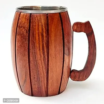 Royal Antique - Wooden Mug/Cup for Serving Coffee, Tea, Milk, Cold Drink | Wooden Mug Stainless Steel Glass Inner - for Drinking Hot Drinks,Home Decor  Dining Table-thumb0